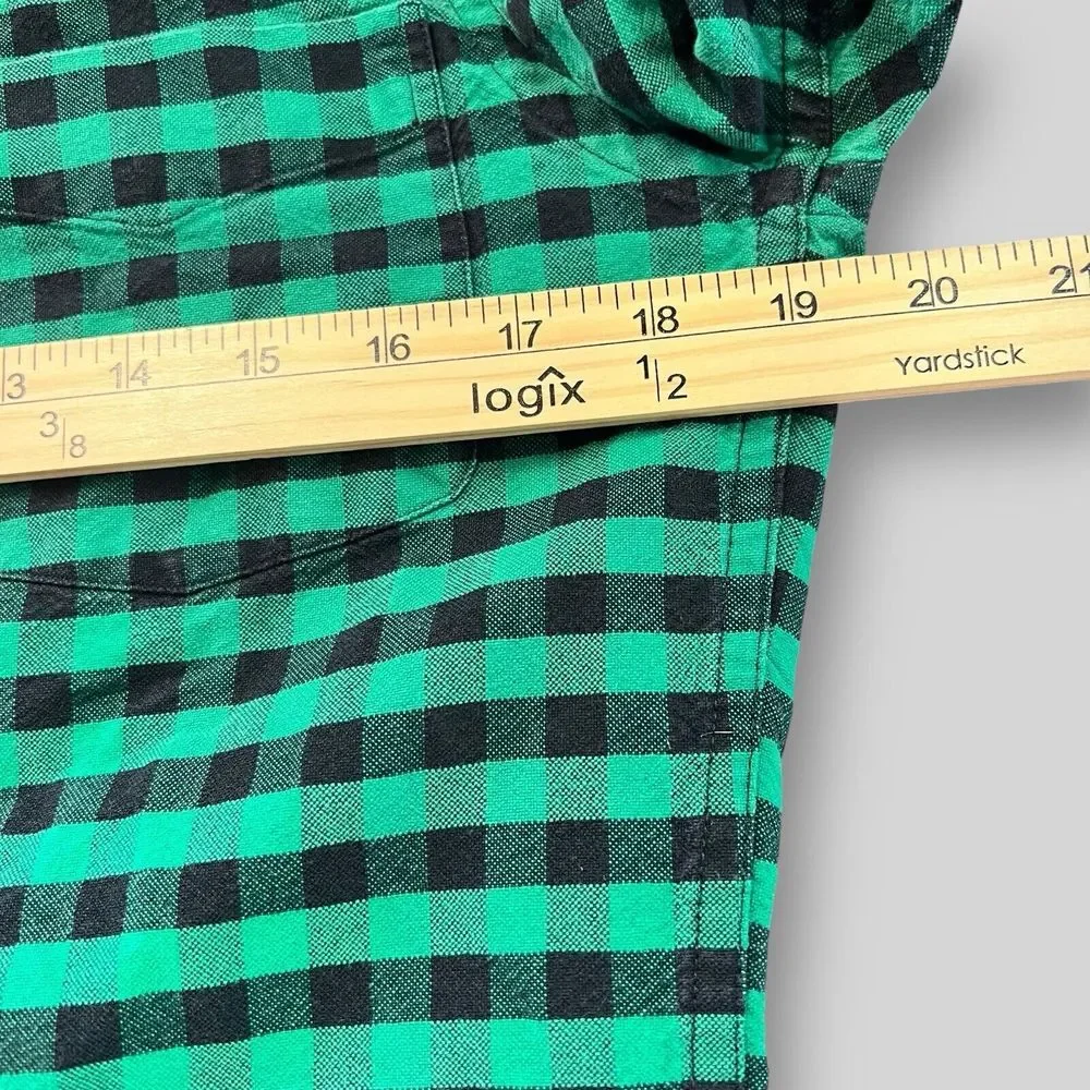 J Crew Shirt Mens Large‎ Slim Fit Green Buffalo Check Plaid Button Oxford